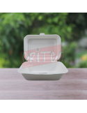 9X6 Bagasse Hinged Container-White