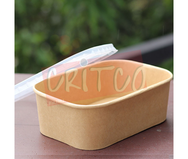 750ml Food Container-Kraft-Rect w/PP Lid