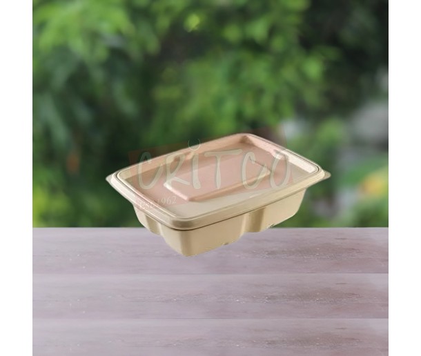 500ml Compostable Container w/Lid-Rect