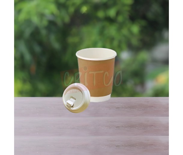 8oz DW Paper Cup-Kraft w/Compost Sip Lid